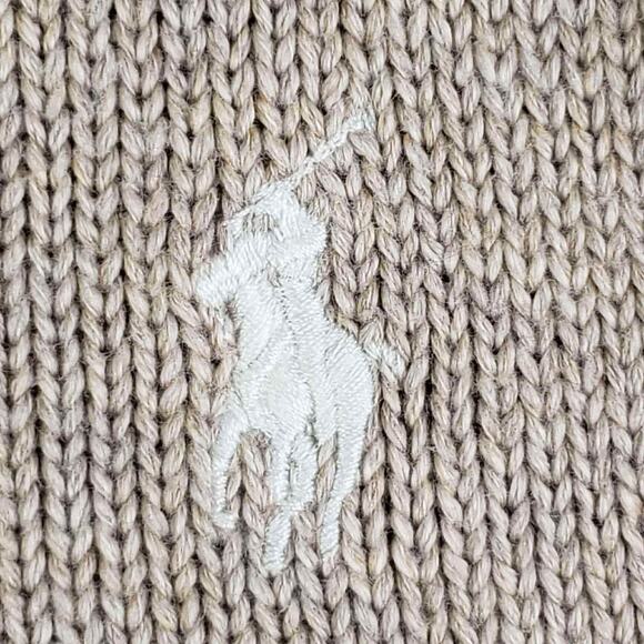 Polo Ralph Lauren Sweater Mens Henley Beige Size XL Chunky Knit Preppy Neutral - Picture 5 of 10